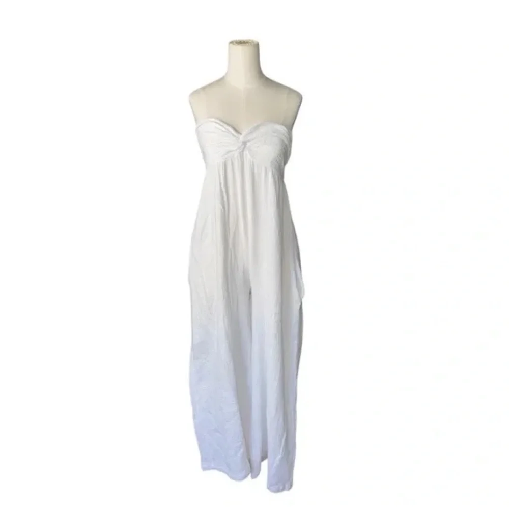 Bucketlist Wide Leg Tube Solid Jumpsuits - White - Picture 2 of 7